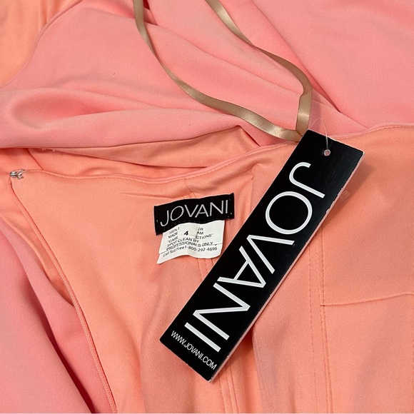 NEW JOVANI SZ 4 BLUSH ASYMMETRICAL ONE SHOULDER FORM FIT FORMAL EVENING GOWN - Picture 12 of 16